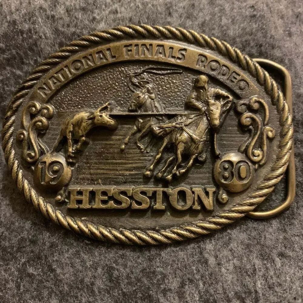 Vintage 1980 Hesston NFR Team Roping Sixth Edition Belt Buckle